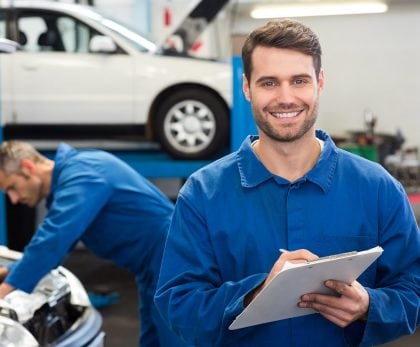 Smiling mechanic great service