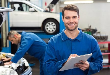 Smiling mechanic great service