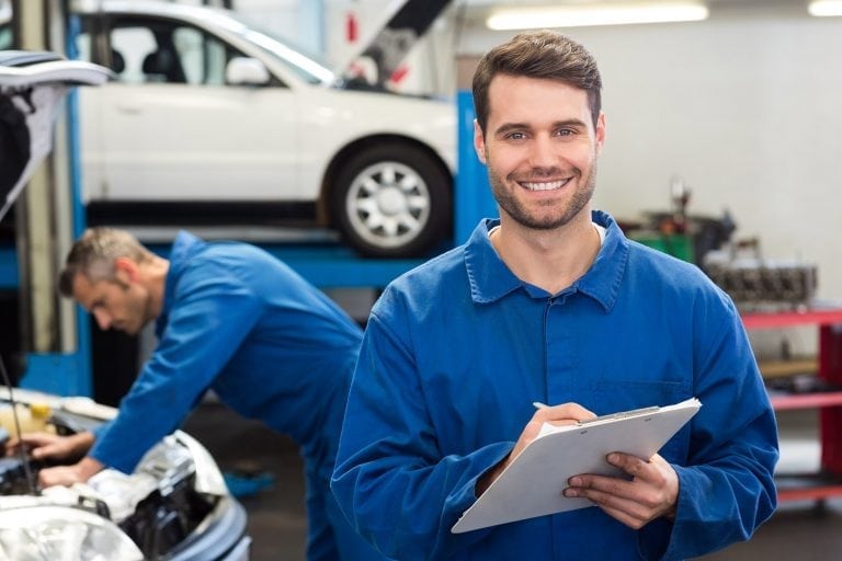 Smiling mechanic great service